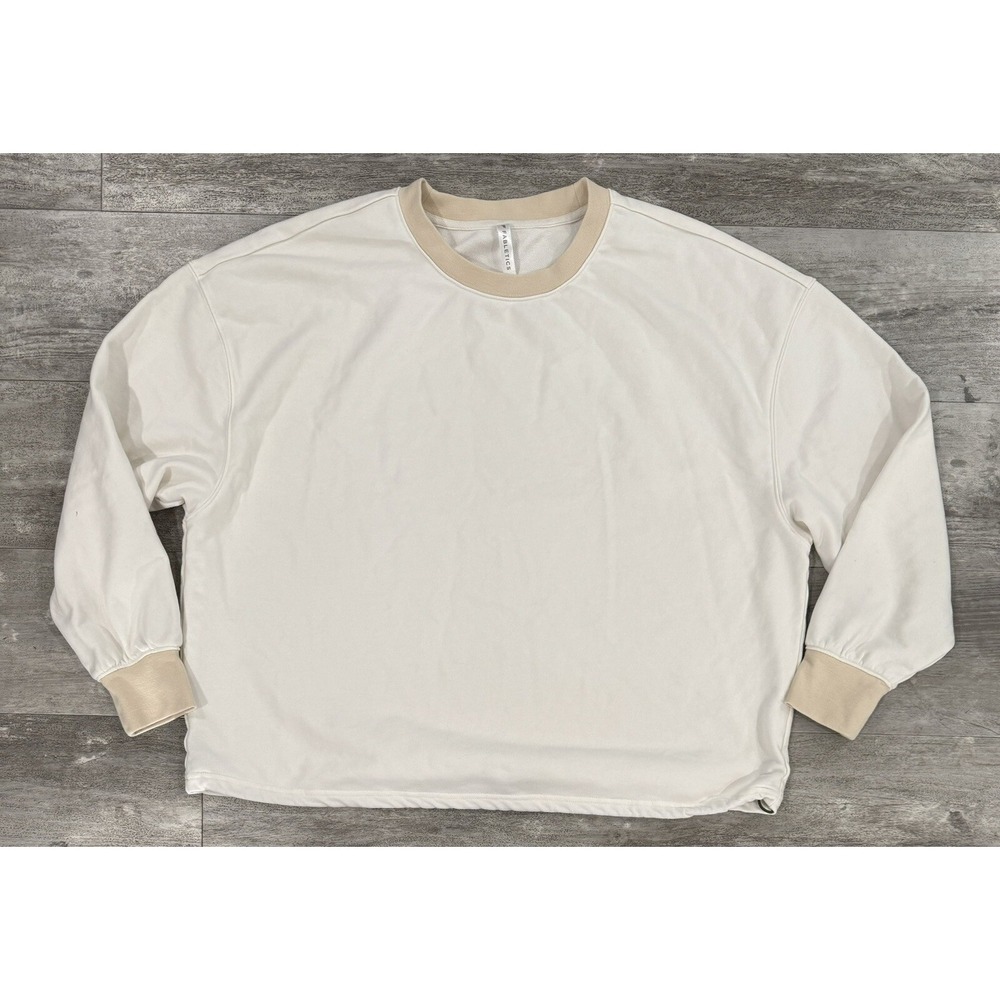 Fabletics Womens Cropped Crew Neck Sweater Plus Size 2X Cream Color